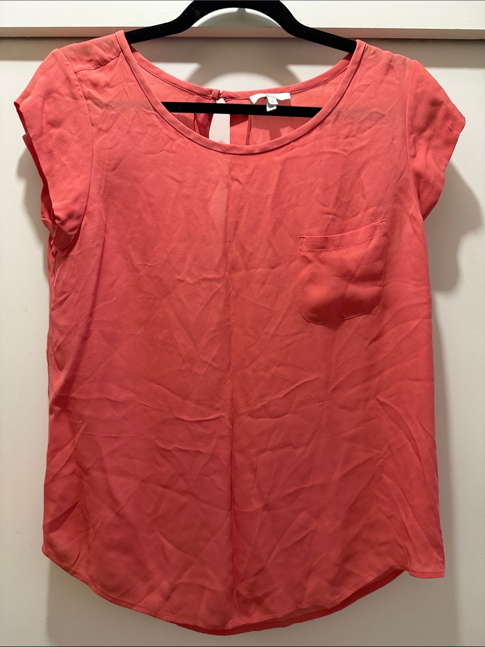 Joie Coral Pocket Cap-Sleeve Blouse